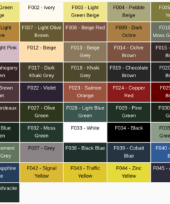 Farbkarte von der Firma Colourlock. Standardfarben mit Kennnummer