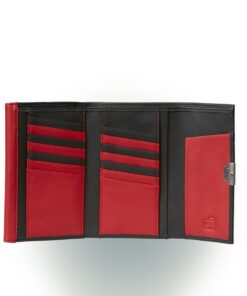 Linkshänderbörse Madame Hulot aus Leder in Schwarz / Rot