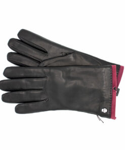 Sportliche Damenhandschuhe in Schwarz und Orchidee mit eine warmen Futter aus Wolle.