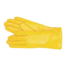 Klassische Lederhandschuhe aus Haarschafnappaleder mit Wollfutter in Gelb