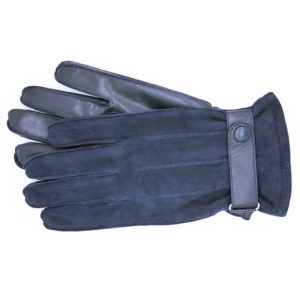 Herrenhandschuhe mit Materialmix in Blau
