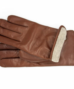 Klassische Herrenhandschuhe aus Haarschafleder in Cognac mit Innenansicht