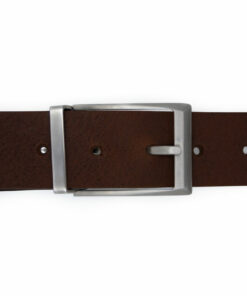 Gürtel mit Metallschlaufe in dunkelbraunen Leder