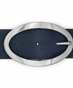 Damengürtel 033 Oval Satiniertmit dunkelblauem Leder