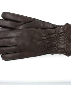 Herrenfingerhandschuhe mit Lammfell in Braun