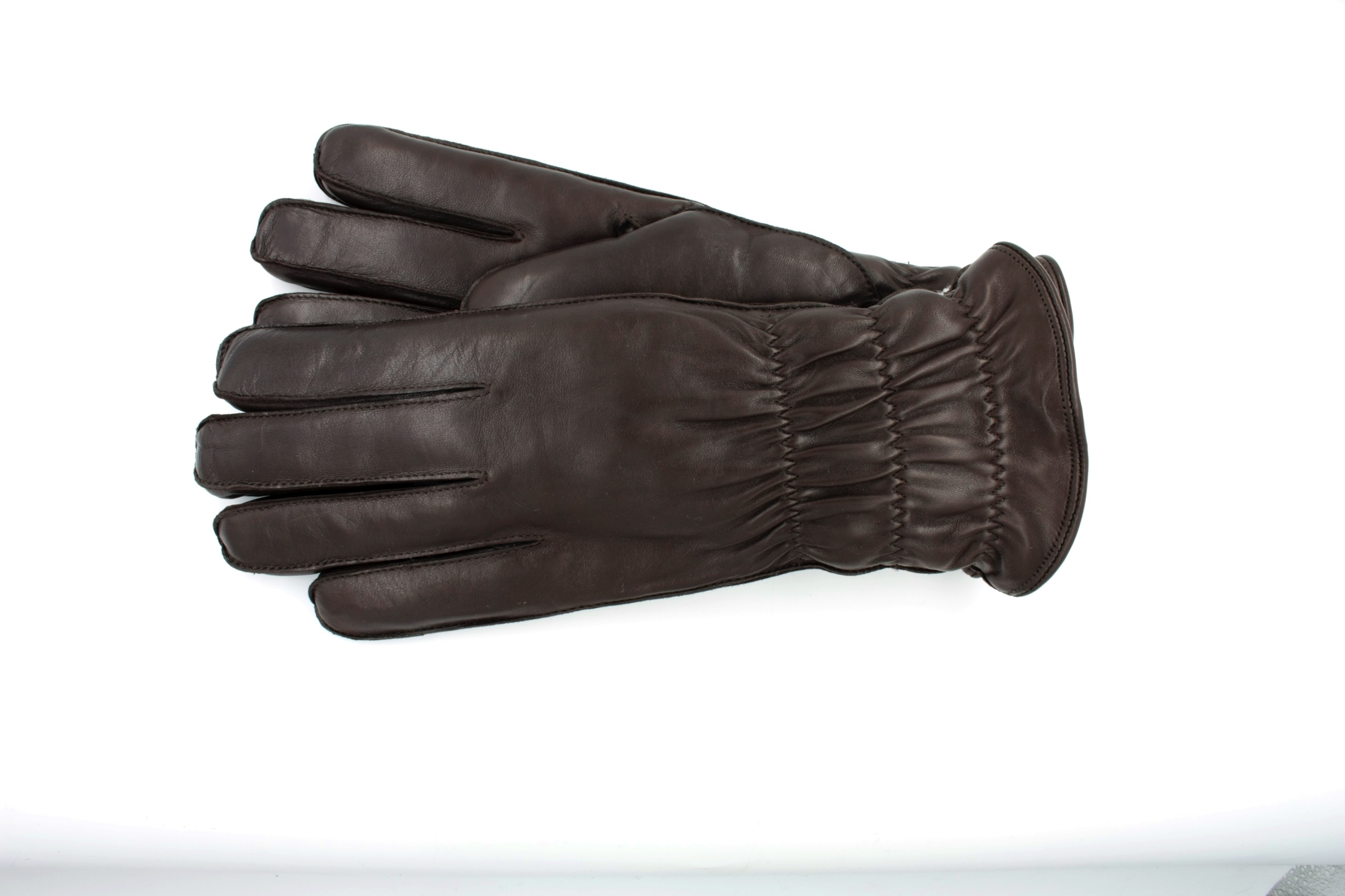 Herrenfingerhandschuhe mit Lammfell in Braun