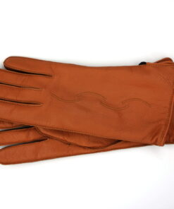 Hirschlederhandschuhe mit Wellen in Tan/Cognac