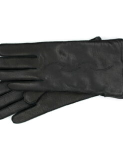 Hirschlederhandschuhe mit Wellen in Schwarz