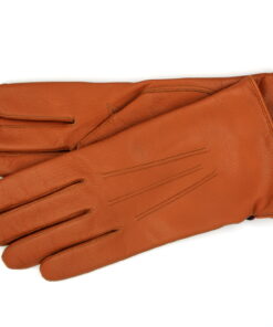 Hirschlederhandschuhe mit Wollfutter in Cognac / Tan