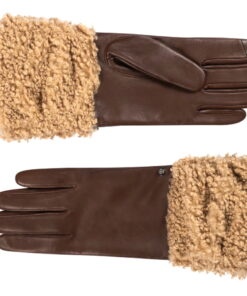 11012-3590-Damenhandschuhe Montrose mit Pelzbündchen in der Farbe Walnut