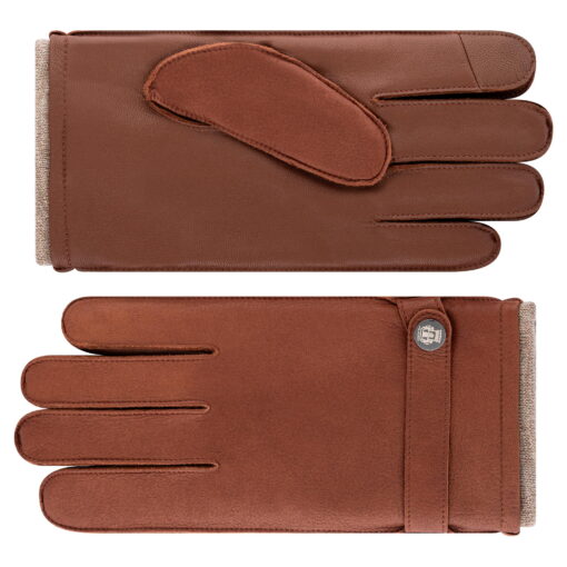 Herren Fingerhandschuh Wilhelmshavenaus Hirsch und Ziegenleder in Saddlebrown von Rockl