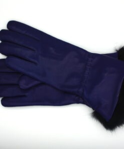 Lederhandschuhe mit Fellrand in Blau