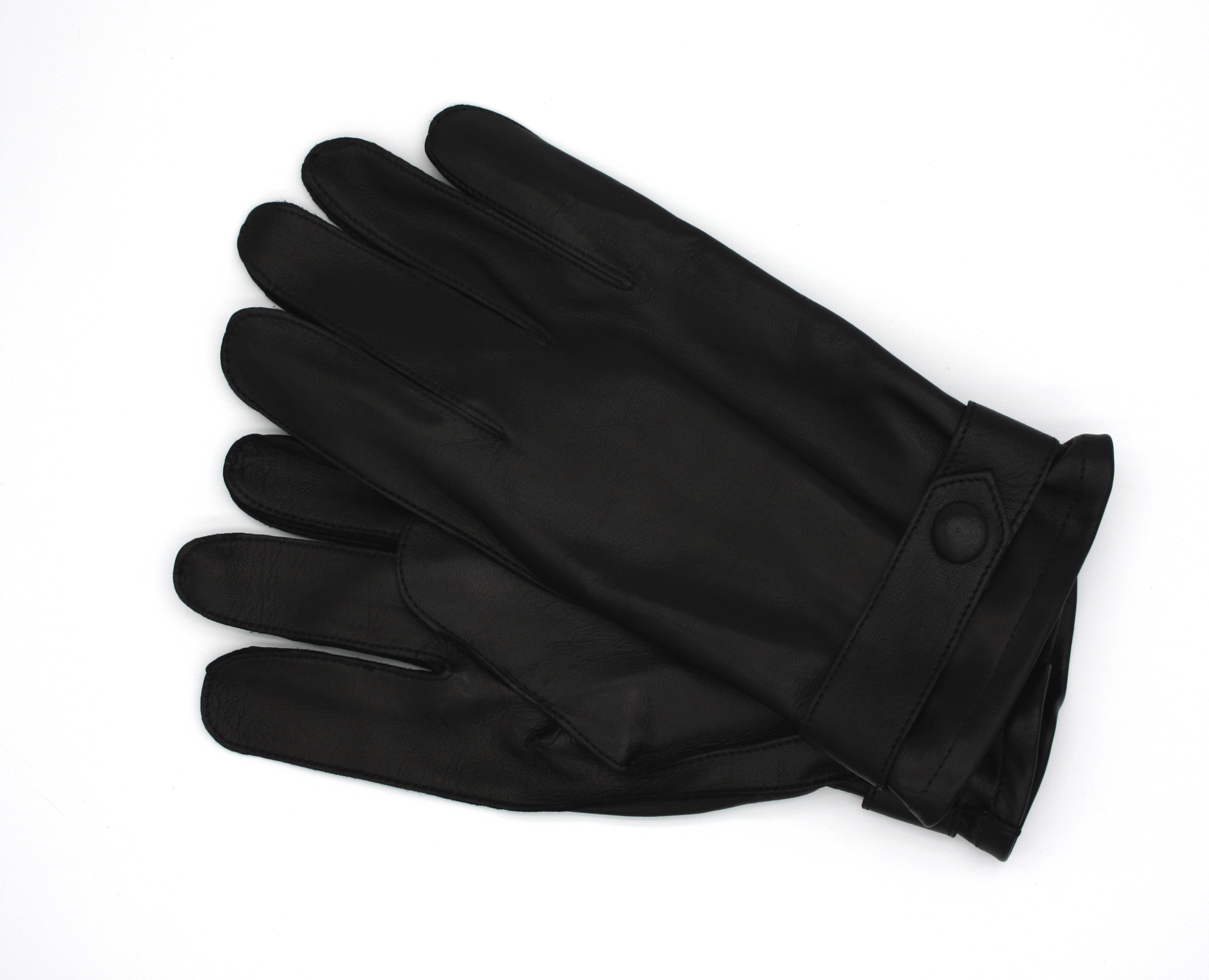 Herrenhandschuhe-mit-Riegel-Haarschafleder in Schwarz